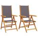 VidaXL Chaise de jardin Assise capitonnée Acacia, Polyester Anthracite