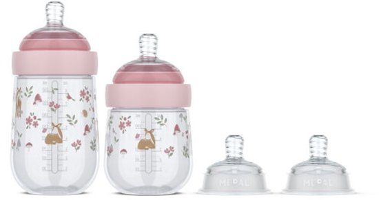 Mepal Mio Starterset babyflessen 3-delig Little Dutch - Anti-koliek - Spiraalontwerp voorkomt verstopping - Siliconen van medische kwaliteit - Fairy Garden