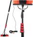 Sans marque Brosse de nettoyage télescopique - Brosse de nettoyage long manche - Nettoyage des surfaces hautes - Arrivée d'eau intégrée - Extensible 9 mètres - Rouge