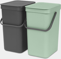 Brabantia Sort & Go Inbouw Prullenbak - 2 x 12 liter - Jade Green/Grey