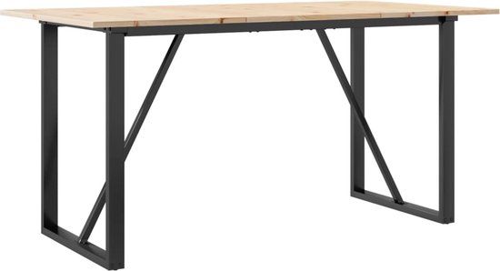 vidaXL Eettafel O-frame 160x80x75 cm massief grenenhout en staal