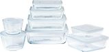 PYREX Cook & Freeze set de boîtes de conservation, 8 pièces, rectangulaire, en verre, adapté à la congélation, sans BPA, résistant à la chaleur de -40°C à +350°C