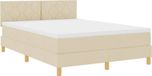 vidaXL Boxspringbed met kussens en hoofdbord, kleur crème, 160 x 200 cm, stof