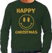 Bellatio Decorations Foute Kersttrui/sweater voor heren - Happy Christmas - groen - glitter goud - Smile / Emoticon M