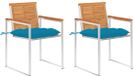 vidaXL Tuinstoelen 2 stuks met kussens massief acaciahout en staal Lichtblauw