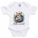 Bellatio Decorations Baby rompertje - hallo wereld - hertje - wit - kraam cadeau - babyshower - cadeau romper 68