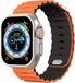 Strap-it Ocean bandje met druksluiting - Geschikt voor Apple Watch Series 1-11, SE, SE2, SE3, Ultra (2/3) - Maten 44mm/45mm/46mm/49mm - Siliconen - Oranje/Zwart