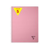 Clairefontaine 327124Cpack Collectie Linicolor ESSENCE Pak met 5 Spiraalschriften - A4 21x29,7 cm - 180 Pagina’s Kleine Ruitjes - Wit Papier 90 g - Transparante Polypropyleen Omslag - Bloembladroze