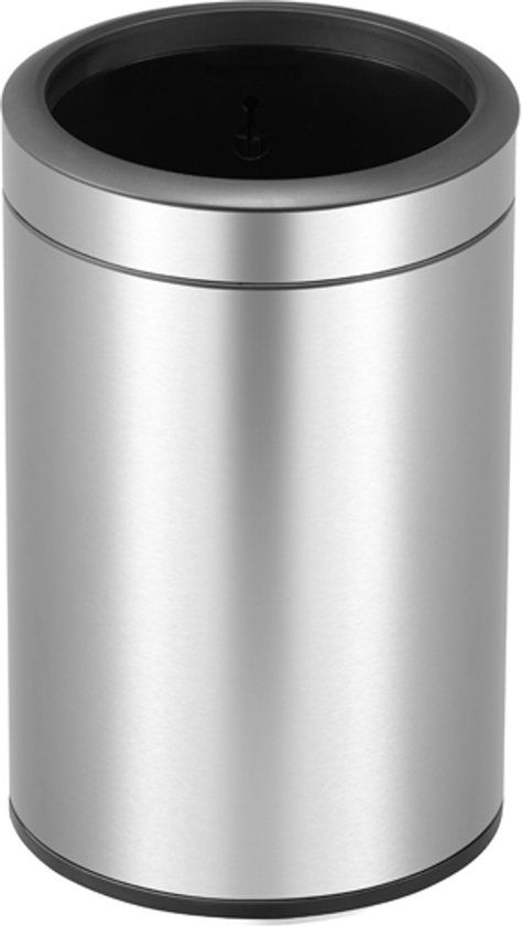 EKO Round Open Top Prullenbak - 12 l - Mat RVS - Zilver