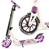 Movino City Light - Step - Beige-Roze - voor Jongens en Meisjes - Draagkracht tot 100 kg - Kinderstepjes - Lagers ABEC-7 - Led-wielen - Verstelbaar stuur - Opvouwbaar
