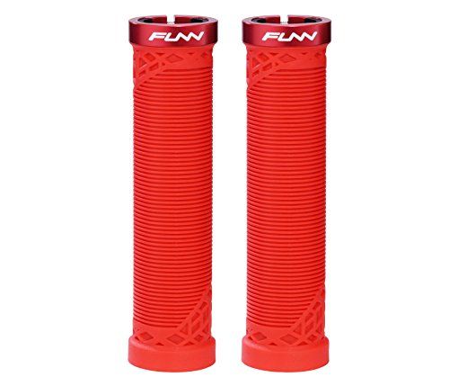 Funn Hilt Mountainbike Handvatten met single lock-on klem – Fietshandvatten met 22 mm binnendiameter en uniek patroon, geschikt voor MTB en BMX (Rood)