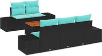 vidaXL Tuinbank - Set - 6 - st - Zwart - poly - rattan