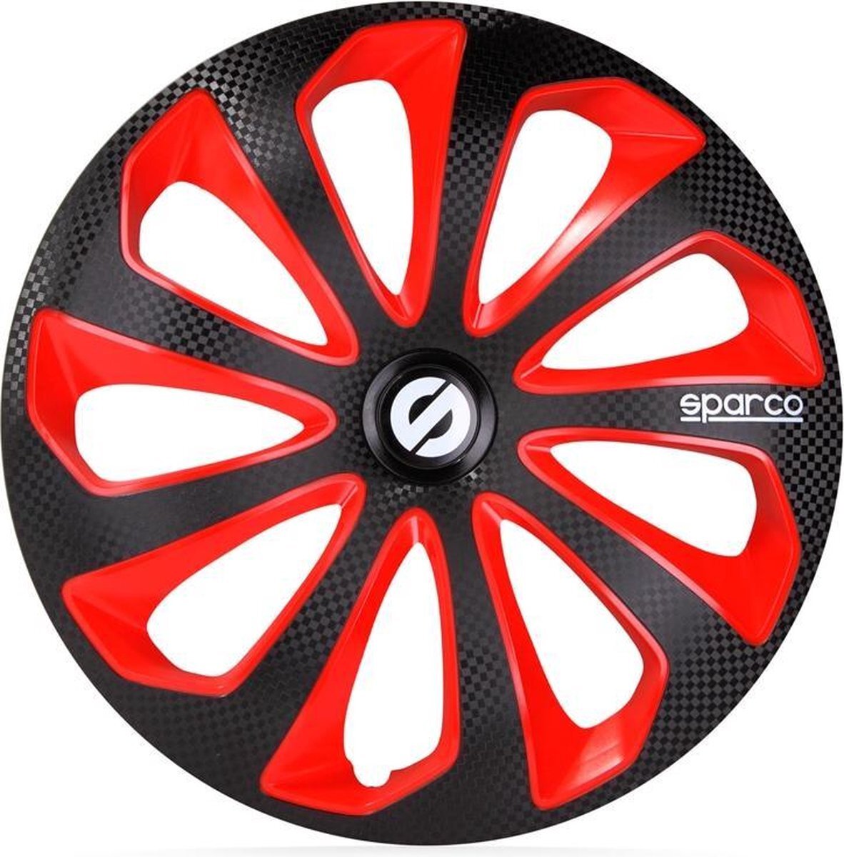 Sparco Set wieldoppen Sicilia 14 inch zwart/rood/carbon