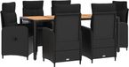 vidaXL Bartafel Set Zwart Polyrattan en Staal 75 cm