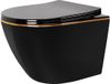 Rea Toilet suspendu Carlo Mini Flat Black Gold Edge Blanc/Or 49x37x33cm