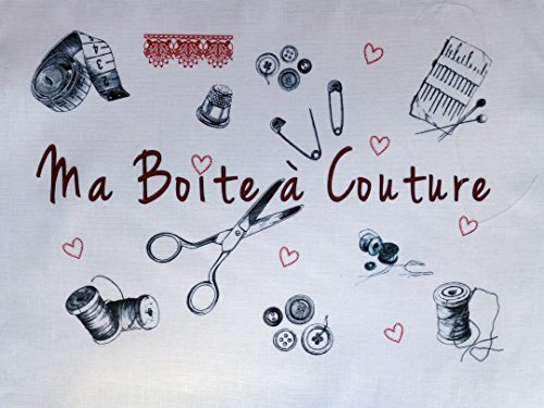 La Boîte à Broder La Bo‘‘ à Broder COU051RGMB bedrukte coupon"Ma Boâte à Couture", linnen/métis, wit