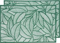Decoris Groene bladeren placemat 30 x 45 cm rechthoek - 2x - kunststof