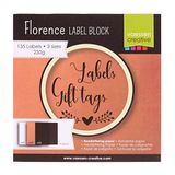 Florence Cardstock Label Block - 135 stuks - 3 maten en 3 kleuren - wit, zwart, kraftpapier, 15 x 6,3 cm/15 x 5 cm/15 x 3,7 cm - blanco kaarten voor cadeaulabels, visitekaartjes en notitiekaarten