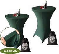 Jupon de table d'appoint Vert Foncé x 2 – ∅80-85 x 110 cm – Tissu Stretch Premium – Housse Extra Épaisse Anti-rayures et Anti-froissage – Housse de table d'appoint Incluant Sac de Rangement – Jupons de table d'appoint Convient pour Horeca, Réceptions et Événements