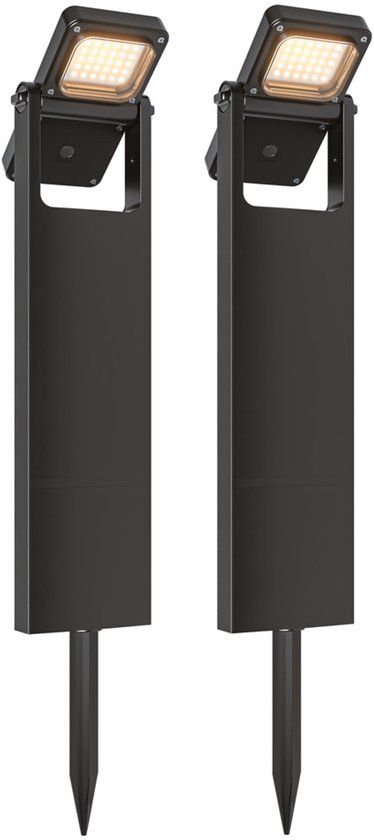 HOFTRONIC 2x Alton Solar Buitenlamp Kantelbaar Zwart IP54 3000K