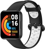 By Qubix - Tweekleurige sportband - Zwart met wit - Geschikt voor Xiaomi Redmi Watch 2 (Lite)