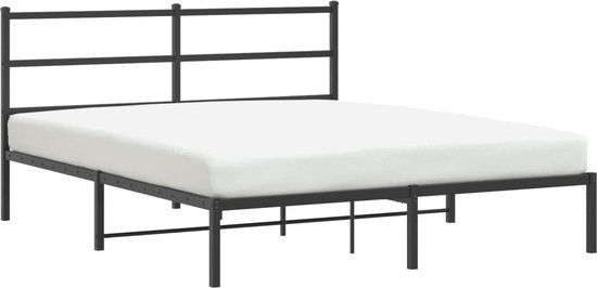 vidaXL Bedframe met hoofdbord metaal zwart 150x200 cm