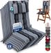 Beautissu Sun-HL - Set van 7 Premium Hoge Rugleuning Kussen met Hoofdkussen 120x50 cm UV-bestendig & 8cm Dik Kussen Tuinstoelkussen Antislip Bevestigingsbanden Stevige Stof Antraciet gestreept