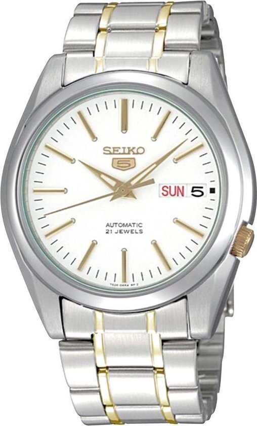 Seiko SNKL47K1 horloge heren - zilver en goud - edelstaal