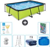 EXIT Toys EXIT Rechthoekig Lime Frame Zwembad - 300 x 200 x 65 cm - Inclusief Pomp - Ladder - Solarzeil - Voetenbad - 7-delig