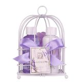 Accentra - Doucheset dames cadeauset LAVENDEL in een mooie draadmand - 3-delige verzorgingsset met douchegel, bodylotion en badspons - Wellness cadeauset voor Moederdag & Valentijnsdag