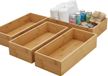 Gerimport Organiseur de tiroirs - 4x - bambou bois - 15 x 30 x 7 cm - bac - boîte de rangement