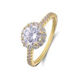 Lucardi Dames Zilveren goldplated ring met zirkonia