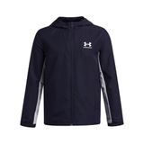 Under Armour UA B Rival Wvn Jacket-BLU Jongens Sportshirt - Midnight Navy - Wit