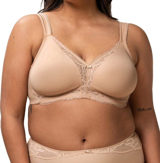 Triumph Modern Lace + Cotton Beugelloze bh - 75E - Beige