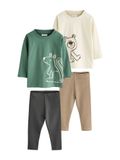 Next - Jongens - Set van 2 tops met grafische print en leggings - Groen