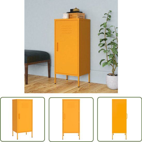 vidaXL Opbergkast - 42,5x35x101,5 cm - Staal - Mosterdgeel