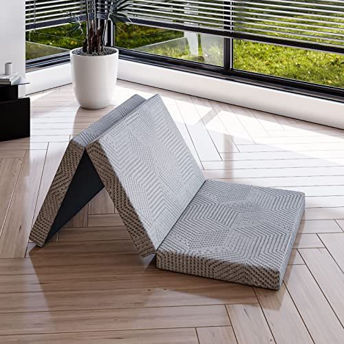 EGO HOME Vouwmatras 75 x 195 cm, H3, Opvouwbaar, 3-delig, Visco-gelschuim