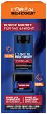 L'Oréal Men Expert Verzorgingsset tegen rimpels voor mannen, cadeauset met anti-aging dagcrème en nachtcrème tegen matte huid, cadeaus voor heren met hyaluronzuur, Power Age, 2 x 50 ml