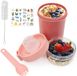 Ibenzoa® Mueslibeker met Deksellepel en Dubbele Laag voor Yoghurt en Salades - Rose