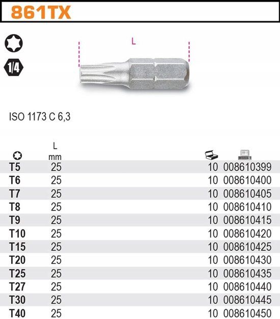 BETA Torx-bit 1/4" 30 D=25mm