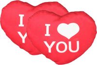 Krüger Coussin décoratif Saint-Valentin/Je t'aime - 2x - forme de cœur - rouge - 15 cm
