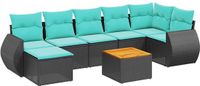 vidaXL - 8-delige tuinbankset met kussens, zwart, polyrotan