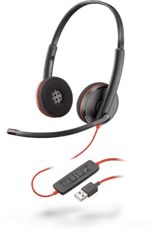 Polycom POLY Blackwire C3220 Headset - USB Type-A - Stereo - Zwart/Rood