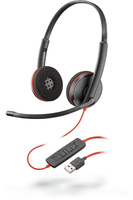POLY Blackwire C3220 Headset - USB Type-A - Stereo - Zwart/Rood