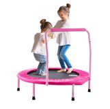 JOYFIT Trampoline pour enfants - Rebondisseur pliable avec poignée - Diamètre 91,5 cm - Capacité de charge 100 kg - Rose