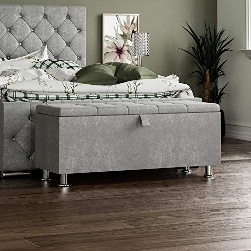 Vida Designs Valencia Ottoman - Silver Velvet