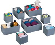 Relaxdays lade organizer - 8-delige set - 3 groottes - manden voor kledingkast - opvouwbaar - grijs
