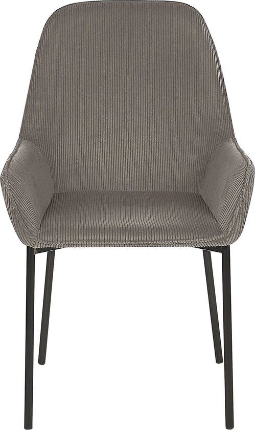 Beliani LOVERNA - Eetkamerstoel - Grijs Corduroy - Set van 2
