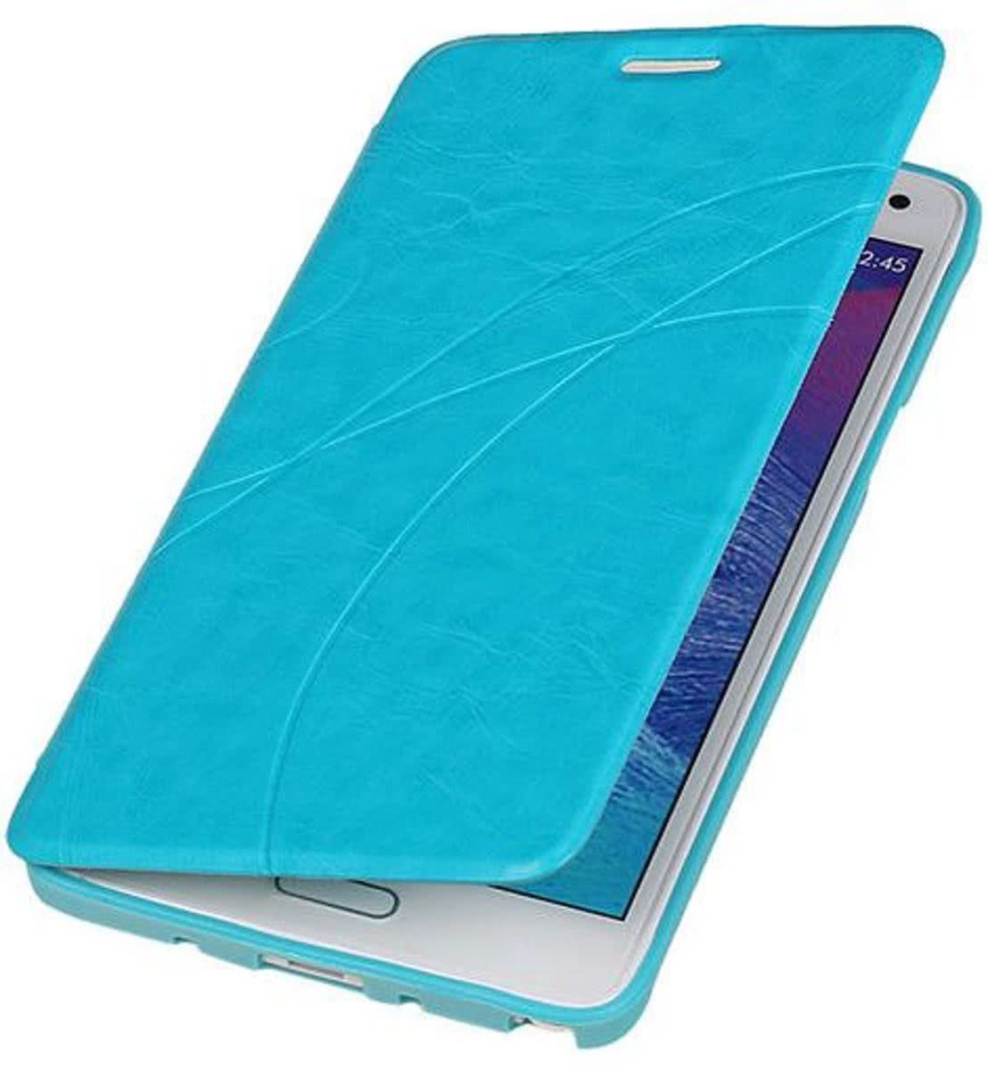 LELYCASE TPU Turquoise Samsung Galaxy Note 4 bookcase Lijn Motief Telefoonhoesje