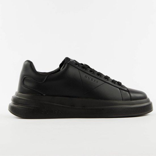 GUESS Elba Heren Lage Sneakers - Leer, Rubber - Zwart - Maat 41
